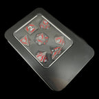 TDSO Metal Dagger Black Nickel & Red With White 7 Dice Polyset