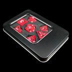TDSO Metal Dagger Red & Black With White 7 Dice Polyset