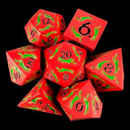 TDSO Metal Dagger Red & Green with Black 7 Dice Polyset
