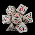 TDSO Metal Dagger Satin Silver & Black With Red 7 Dice Polyset
