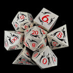TDSO Metal Dagger Satin Silver & Black With Red 7 Dice Polyset