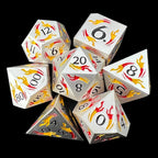 TDSO Metal Dagger Satin Silver & Flame With Black 7 Dice Polyset