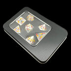 TDSO Metal Dagger Satin Silver & Flame With Black 7 Dice Polyset