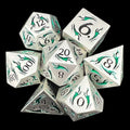 TDSO Metal Dagger Satin Silver & Green With Black 7 Dice Polyset