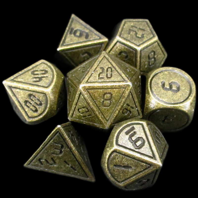 TDSO Metal Digital Antique Gold &amp; Black 7 Dice Polyset