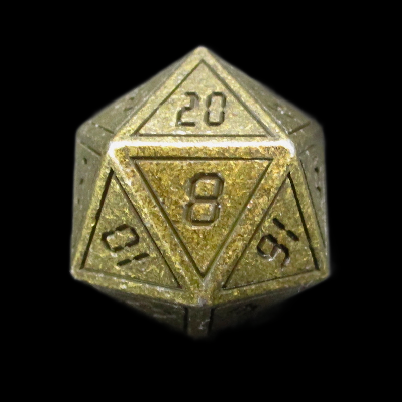 TDSO Metal Digital Antique Gold &amp; Black D20 Dice