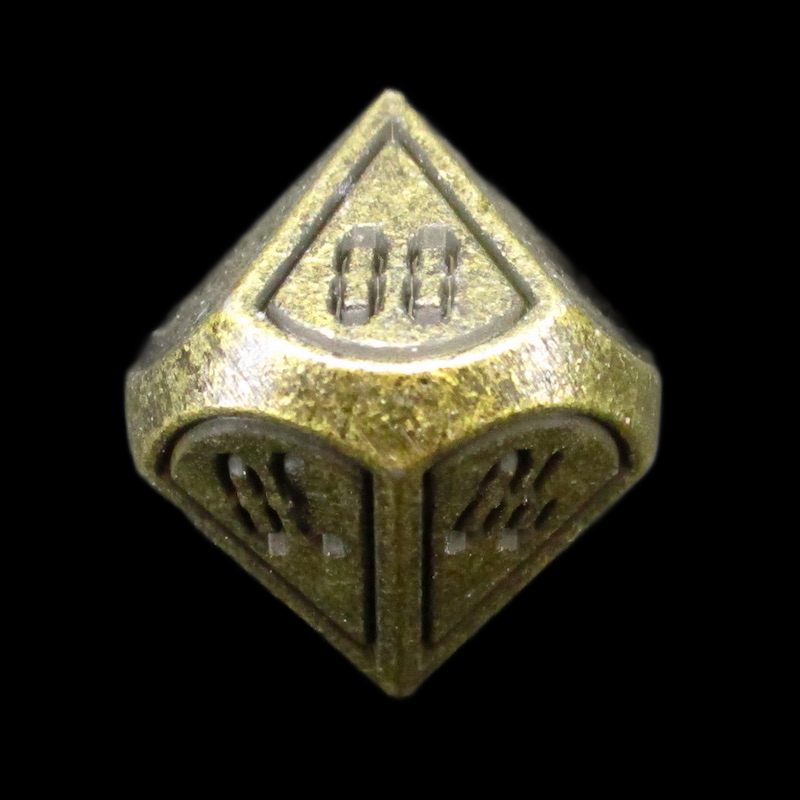TDSO Metal Digital Antique Gold & Black Percentile Dice