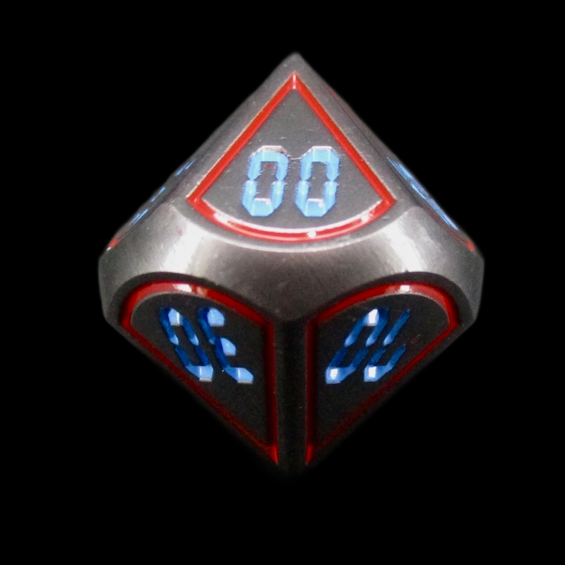 TDSO Metal Digital Black Nickel Red & Blue Percentile Dice - Discontinued