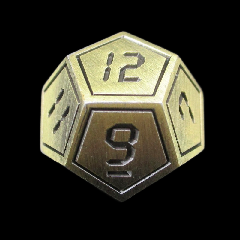 TDSO Metal Digital Gold & Black D12 Dice