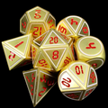 TDSO Metal Digital Gold White & Red 7 Dice Polyset