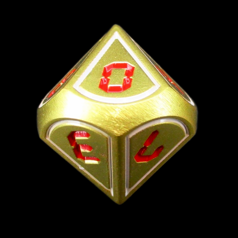 TDSO Metal Digital Gold White & Red D10 Dice