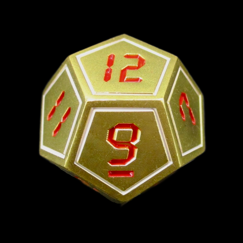 TDSO Metal Digital Gold White & Red D12  Dice