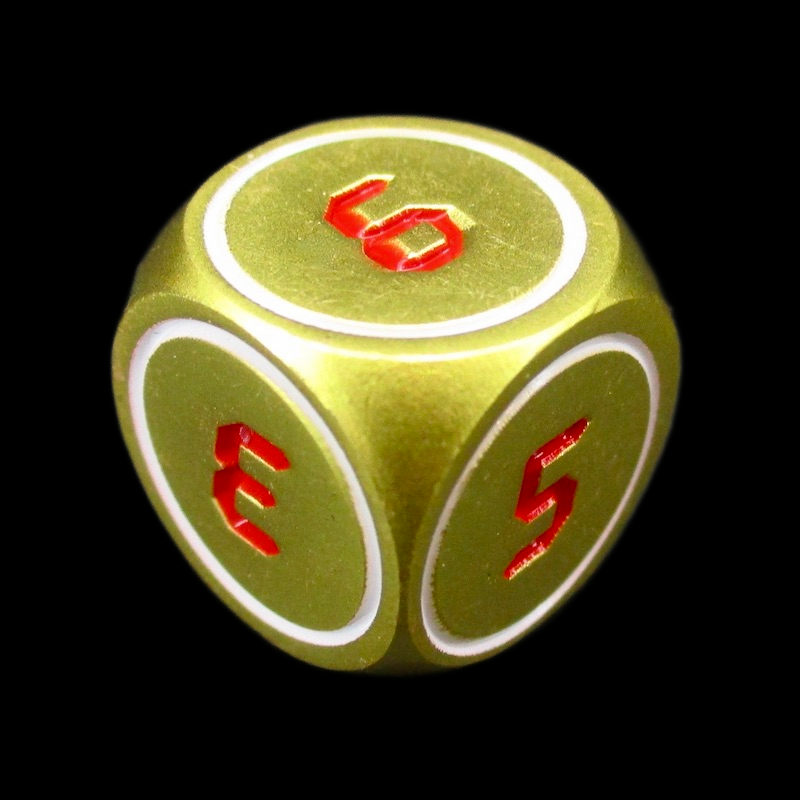 TDSO Metal Digital Gold White & Red D6 Dice