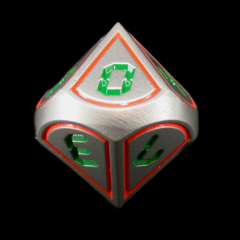 TDSO Metal Digital Steel Red & Green D10 Dice