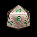 TDSO Metal Digital Steel Red & Green D20 Dice
