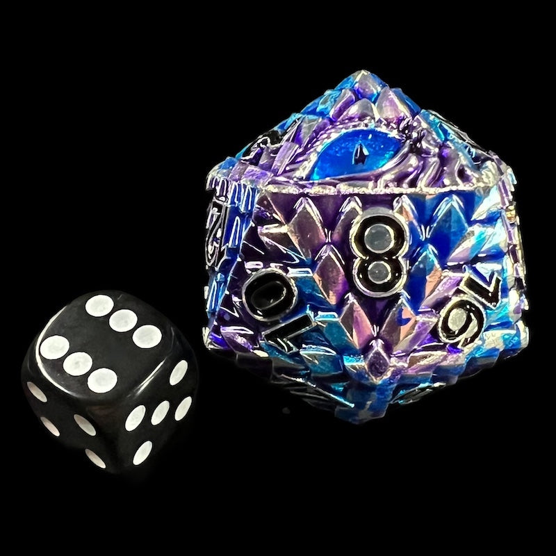 TDSO Metal Dragon Eye Blue & Purple Jumbo 34mm D20 Dice