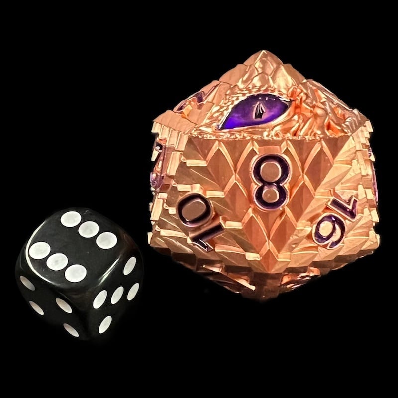 TDSO Metal Dragon Eye Copper & Purple Jumbo 34mm D20 Dice