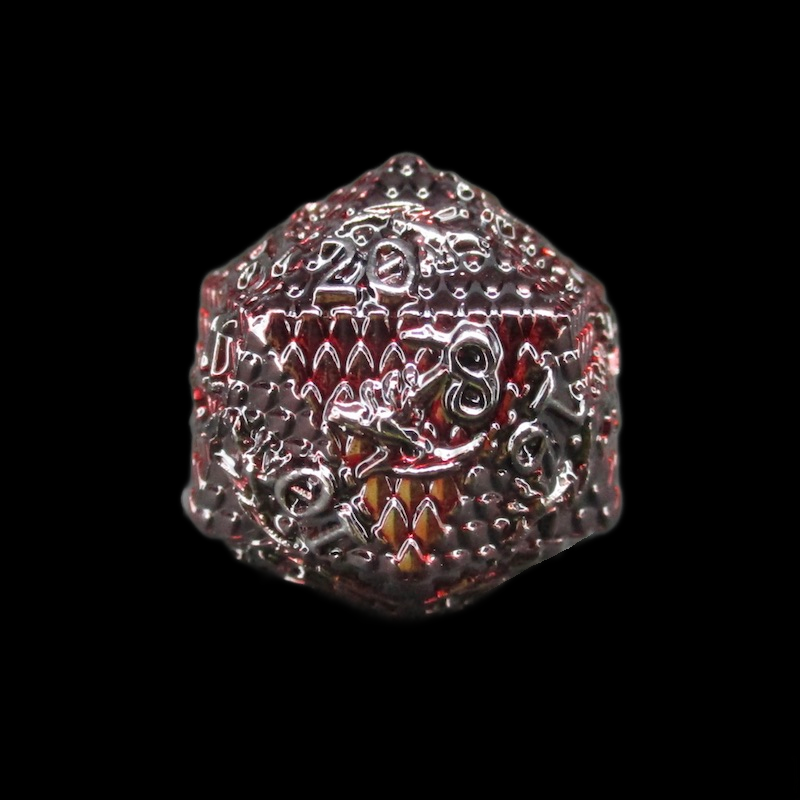 TDSO Metal Dragon Flight Red & Black D20 Dice