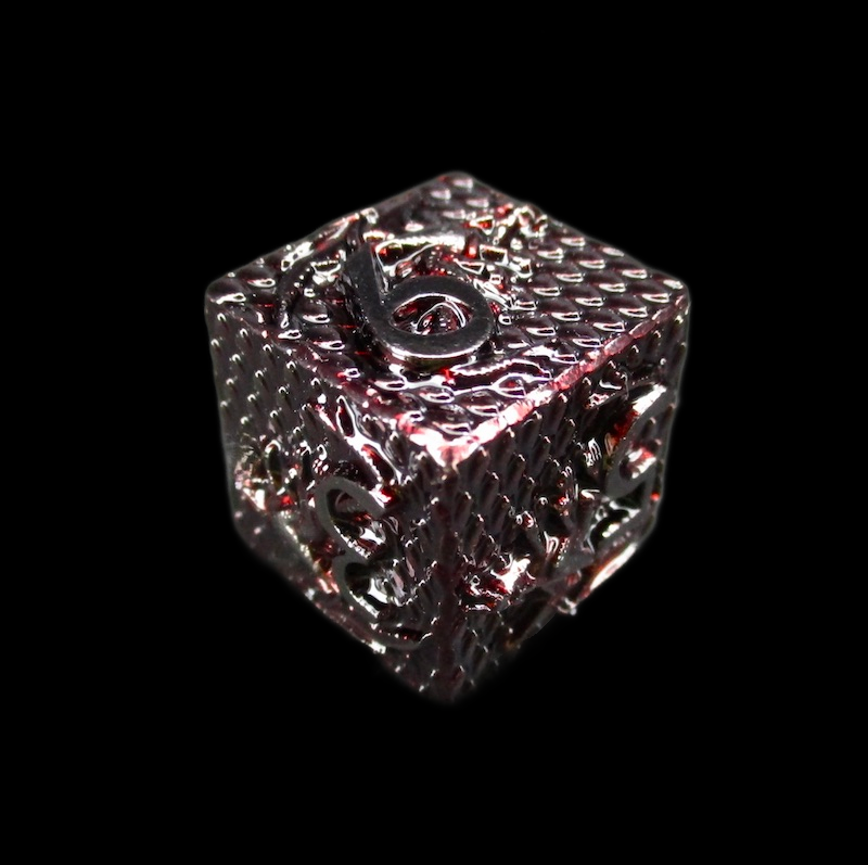TDSO Metal Dragon Flight Red & Black D6 Dice
