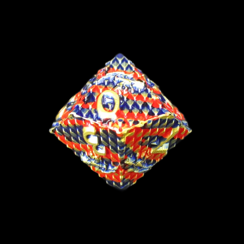 TDSO Metal Dragon Flight Blue Red & Gold D10 Dice