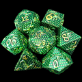 TDSO Metal Dragon Flight Green & Gold 7 Dice Polyset