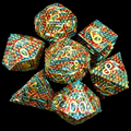 TDSO Metal Dragon Flight Red Teal & Gold 7 Dice Polyset