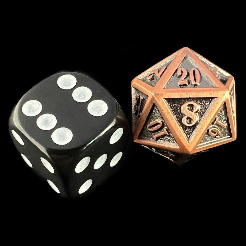 TDSO Metal Fire Forge Antique Copper MINI 12mm D20 Dice