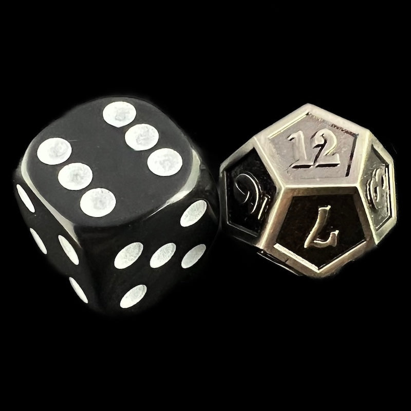 TDSO Metal Fire Forge Antique Silver MINI 12mm D12 Dice