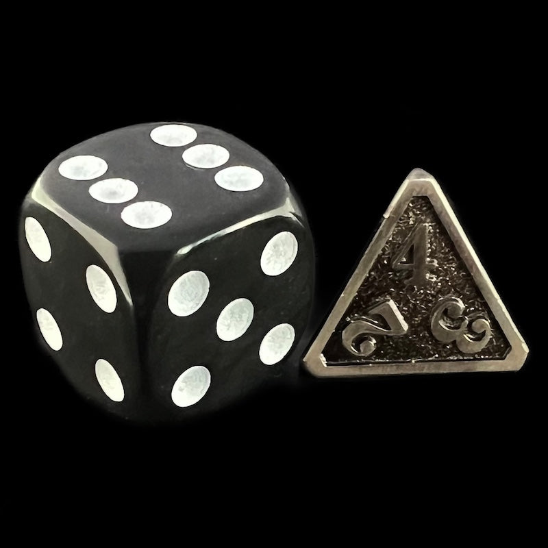 TDSO Metal Fire Forge Antique Silver MINI 12mm D4 Dice