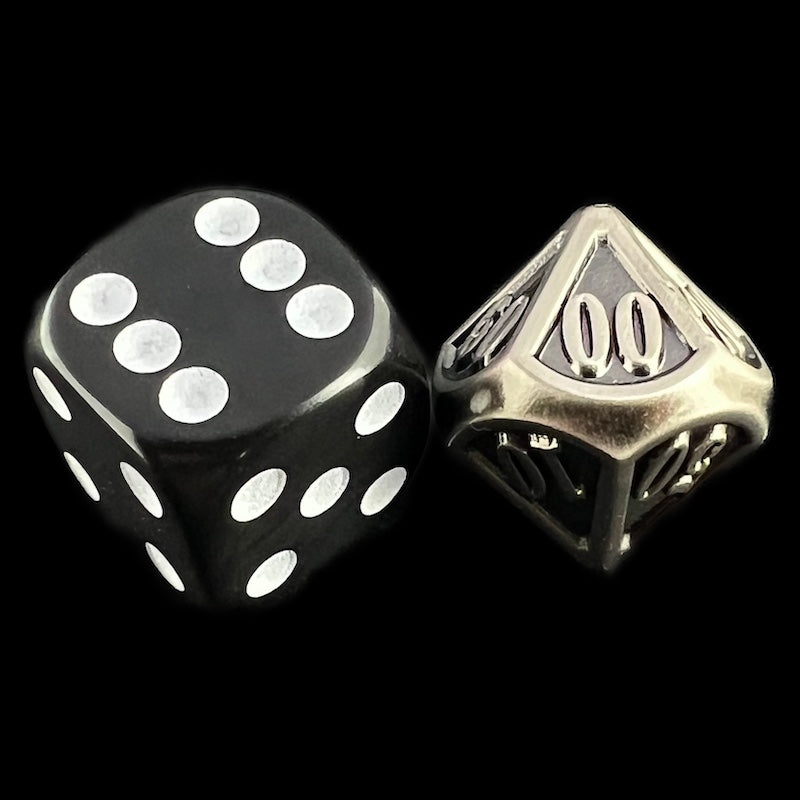 TDSO Metal Fire Forge Antique Silver MINI 12mm Percentile Dice