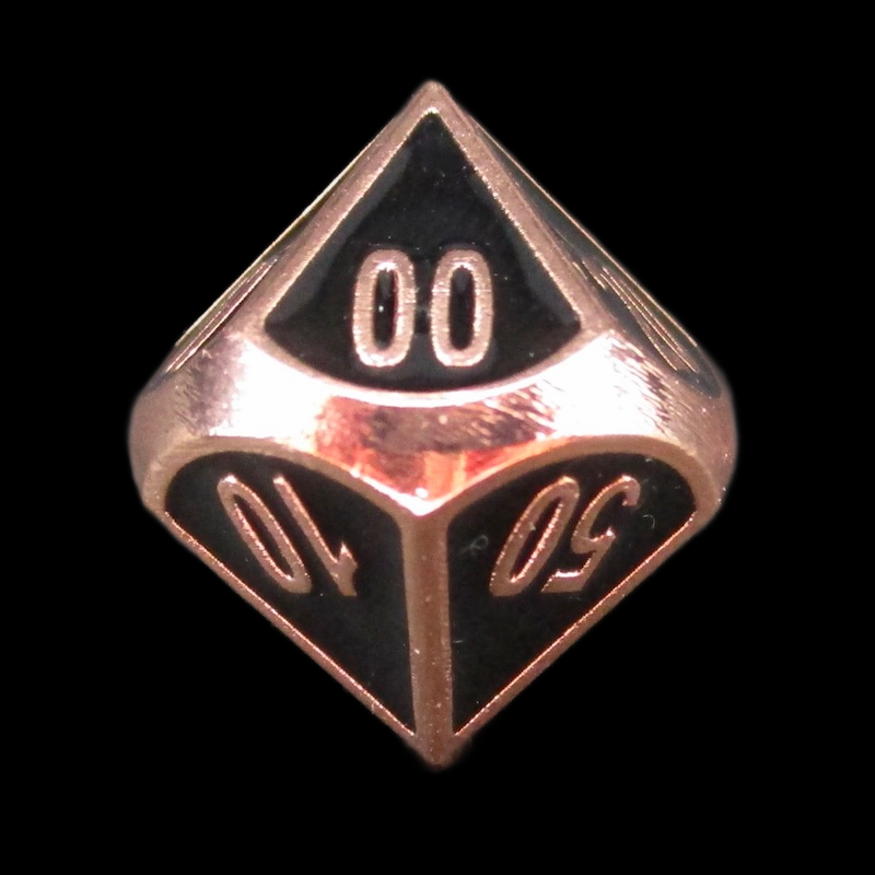 HALF PRICE CLEARANCE TDSO Metal Fire Forge Copper & Black Enamel Percentile Dice