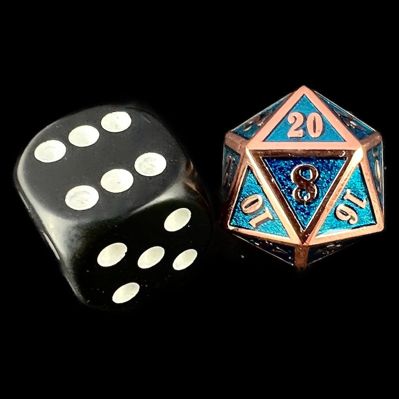 TDSO Metal Fire Forge Copper & Sapphire MINI 12mm D20 Dice