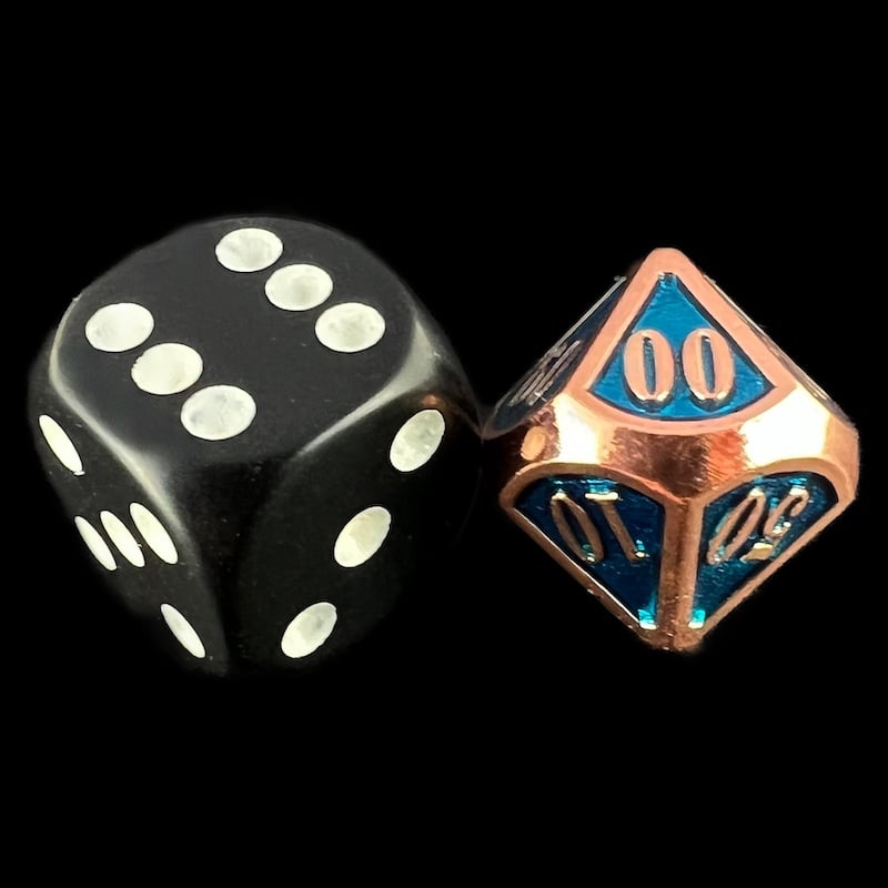 TDSO Metal Fire Forge Copper & Sapphire MINI 12mm Percentile Dice