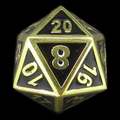 TDSO Metal Fire Forge Gold & Black Enamel D20 Dice
