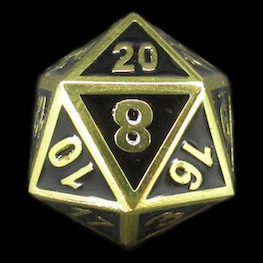 TDSO Metal Fire Forge Gold & Black Enamel D20 Dice