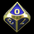 HALF PRICE CLEARANCE TDSO Metal Fire Forge Gold & Blue Enamel D10 Dice
