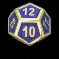 HALF PRICE CLEARANCE TDSO Metal Fire Forge Gold & Blue Enamel D12 Dice