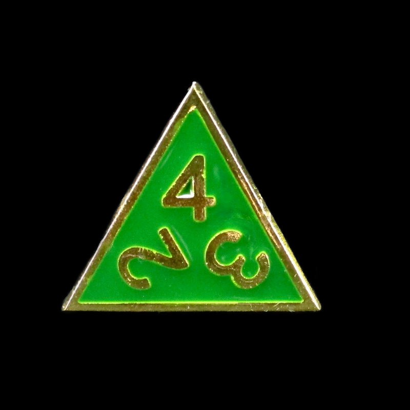 TDSO Metal Fire Forge Gold & Green Enamel D4 Dice