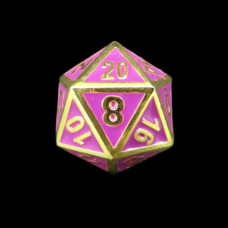 TDSO Metal Fire Forge Gold & Purple Enamel D20 Dice
