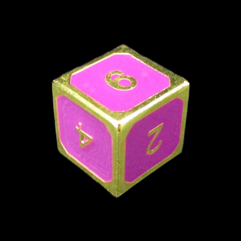 TDSO Metal Fire Forge Gold & Purple Enamel D6 Dice