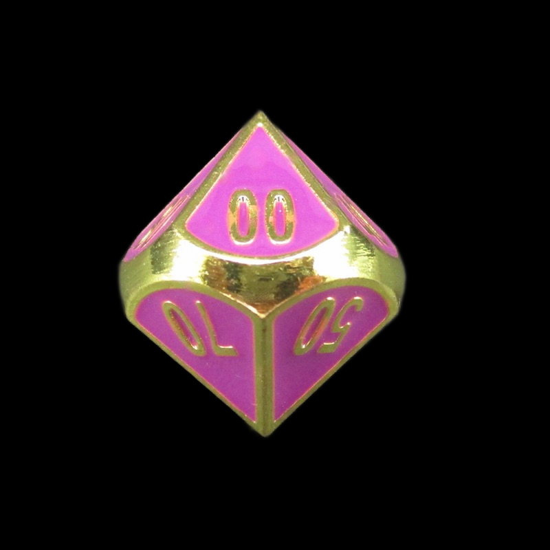 TDSO Metal Fire Forge Gold & Purple Enamel Percentile Dice