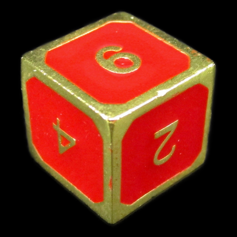 TDSO Metal Fire Forge Gold & Red Enamel D6 Dice