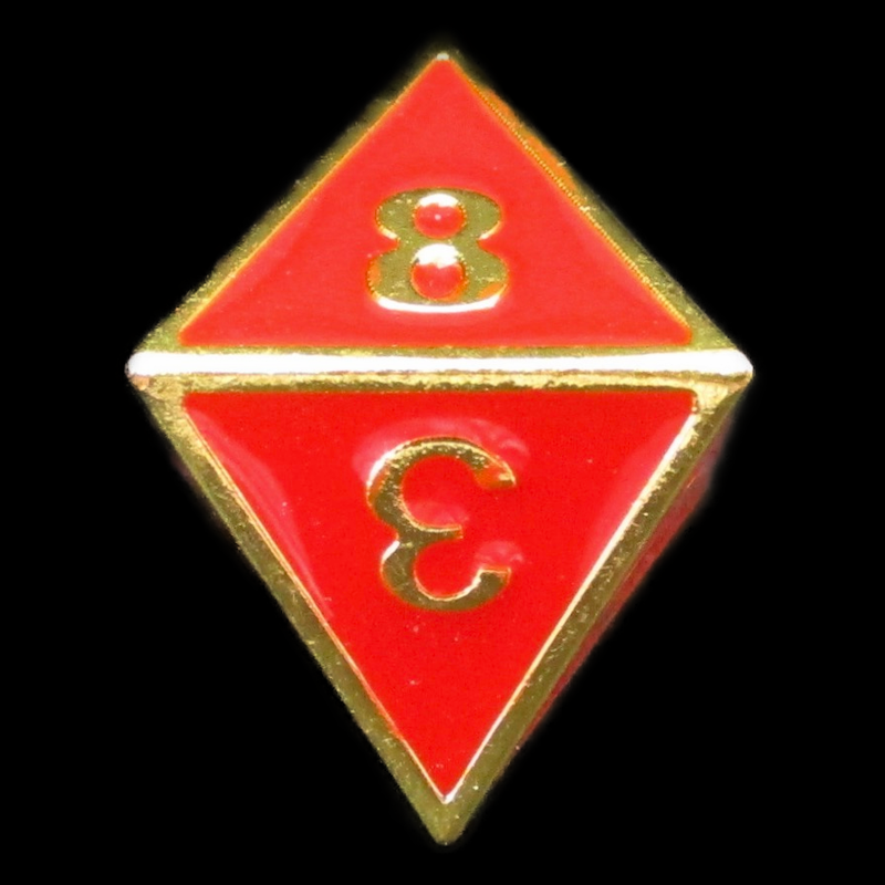 TDSO Metal Fire Forge Gold & Red Enamel D8 Dice