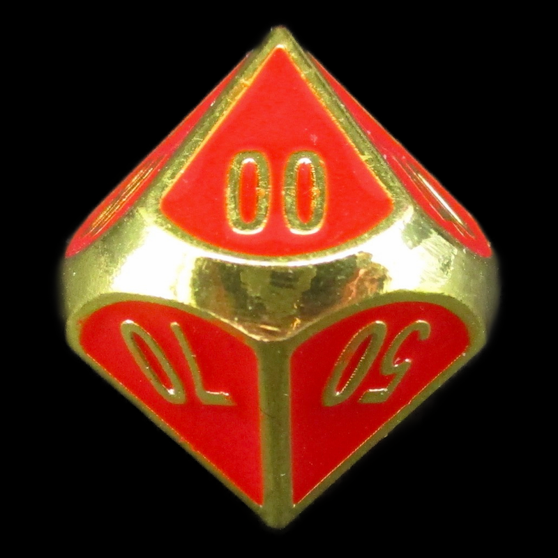 TDSO Metal Fire Forge Gold & Red Enamel Percentile Dice