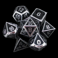 TDSO Metal Fire Forge Silver & Black Enamel 7 Dice Polyset