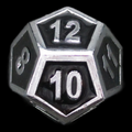 TDSO Metal Fire Forge Silver & Black Enamel D12 Dice