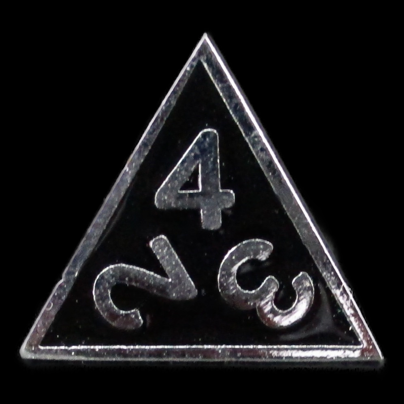 TDSO Metal Fire Forge Silver & Black Enamel D4 Dice