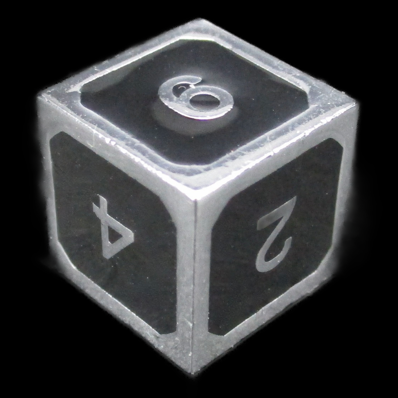 TDSO Metal Fire Forge Silver & Black Enamel D6 Dice
