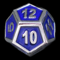 TDSO Metal Fire Forge Silver & Blue Enamel D12 Dice