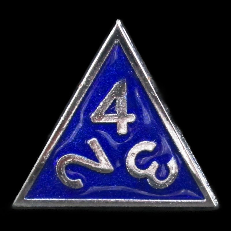 TDSO Metal Fire Forge Silver & Blue Enamel D4 Dice